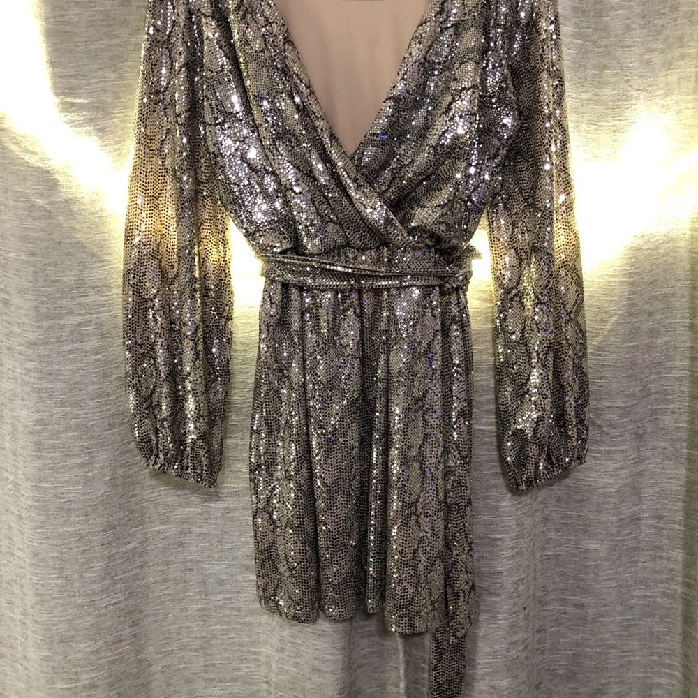 Women’s Snake Print off the shoulder sequin dress